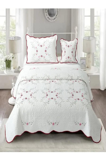 RISHAHOME 4-Piece Solid Embroidery Comforter Set Single Size – Bison Hide, with Fitted Sheet & Pillow Cases