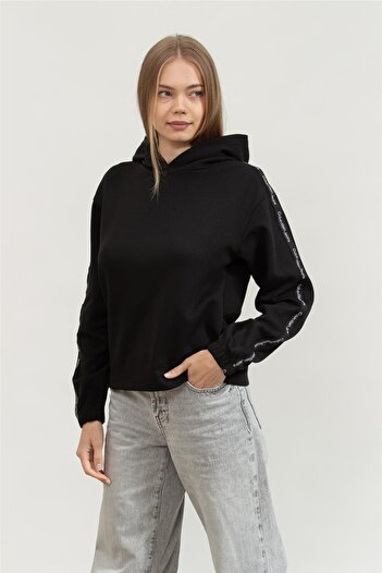 Calvin Klein Logo Elastic Kadın Kapüşonlu Sweatshirt