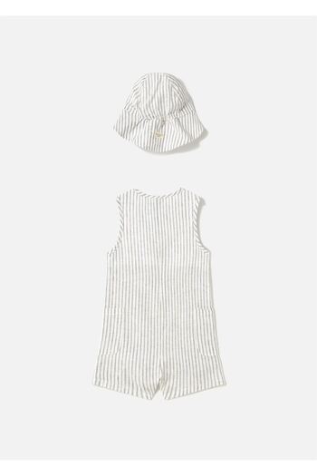 MAYORAL Baby Short Jumpsuit Hat Set Ecru 1643
