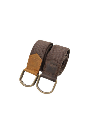 Anatolia Unisex Δερμάτινη Λεπτομερής Διπλή Καφέ Αθλητική Ζώνη από καμβά