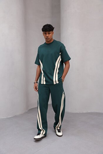 The Champ Clothing Relaxed Cut Stripe Detailed Minimal Striped Oversize Men's Casual Suit
