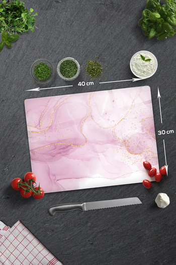 Decorita Glass Cutting Board - Glass Cutting Table |   Pink Gold Pattern |   30cm X 40cm