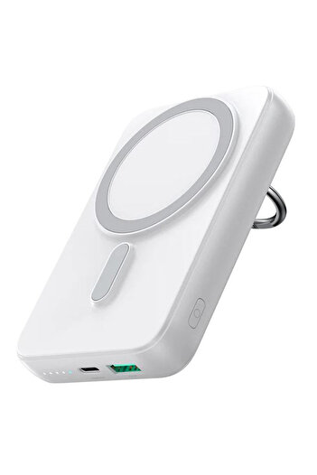 REDz Accessories Joyroom Magsafe Battery Jr-w050, Ring Holder, Wireless 10,000mah, Usb And Type-c Port, White
