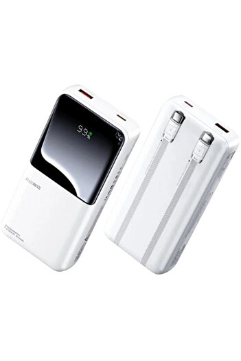 REDz Accessories Remax RPP-679 Battery, Powerbank 10,000mAh, Type-C and Lightning Cables LED Display, White