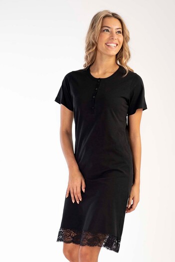 VİENETTA Cotton Women's Short Sleeve Lace Nightgown
,301037