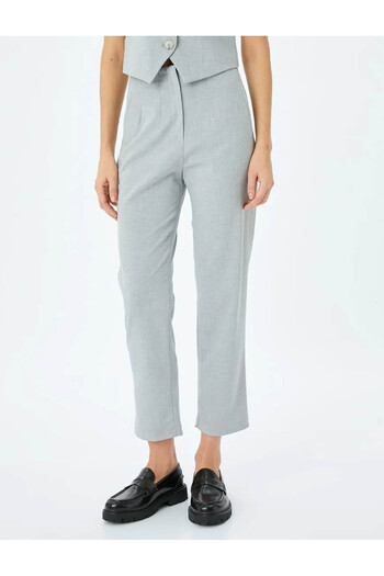 Koton Slim Fit High Waist Cigarette Fabric Trousers with Pockets