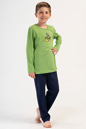 VİENETTA Cotton Boy's Long Sleeve Pajama Set(9/10-15/16)
