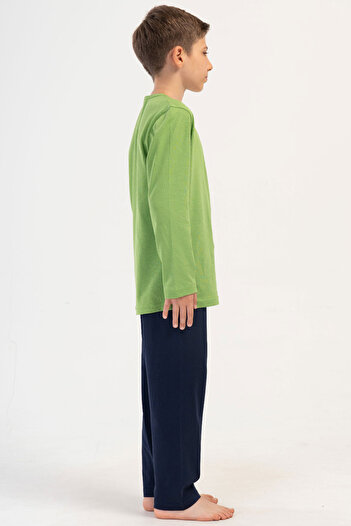 VİENETTA Cotton Boy's Long Sleeve Pajama Set(9/10-15/16)