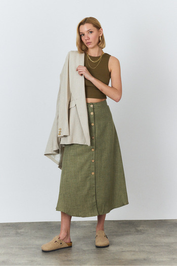 Brantu Women's Buttoned Linen Skirt