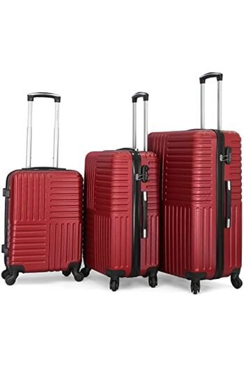 Giordano 3-Piece Luggage Set with Spinner Wheels, Red, Polycarbonate (PC)