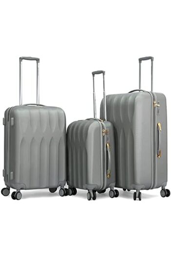 Giordano 3-Piece Travel Luggage Set with TSA Lock, Dark Gray, Polycarbonate (PC)