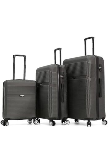 Giordano Travel Bag Set of 3 Sizes 32/26/20 with Double Spinner Wheels and Digital Lock - Gray