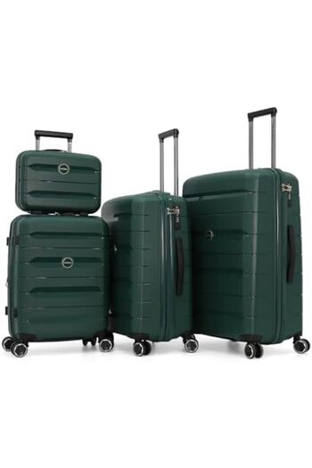 Fancl Trolley Bag Set of 3 with Makeup Bag (75CM/65CM/55CM/25CM, Green)