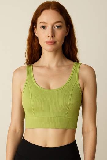 HNX Thick Strap Recovery Ripped Sports Bustier |   Pistachio Green