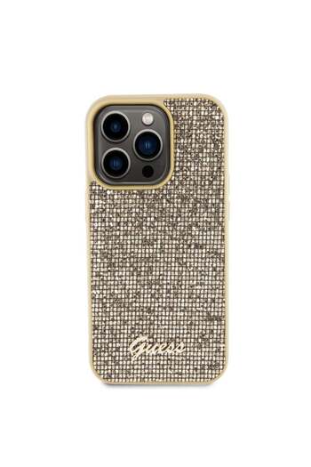 Guess Carcasă pentru iPhone 15 Pro, Logo Disco Metal, Guess, Auriu