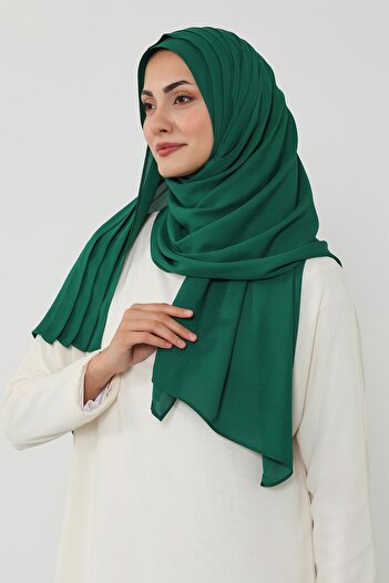 Aisha's Design Σάλι από χτενισμένο βαμβάκι με πλισέ κρεπ, PS-47, Πράσινο