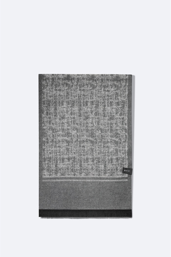 Avva Men's Gray Tasseled Patterned Shawl A32Y9416