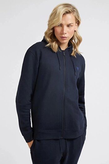 Guess Aldwin Zip Hooded Sw Men's Navy Blue Tracksuit Top Z2Yq28K9V31-Dpm