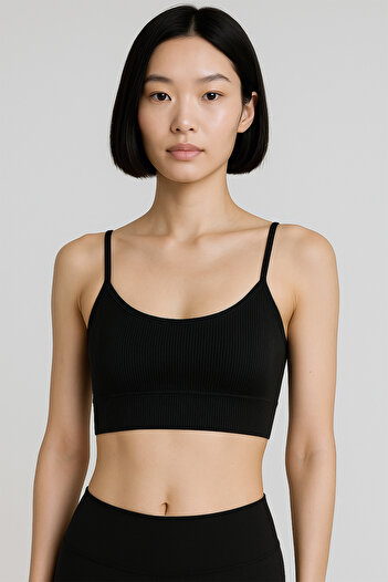 HNX Thin Strap Recovery Ripped Sports Bustier |   Black