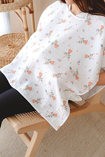 ESTİ Baby Çok Amaçlı Müslin Emzirme Önlüğü / Puset Örtüsü / Bebek Arabası Örtüsü %100 Pamuk 85x130 cm