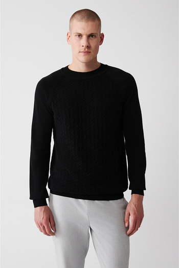Avva Erkek Siyah Bisiklet Yaka Reglan Kol Triko Kazak A32Y5155