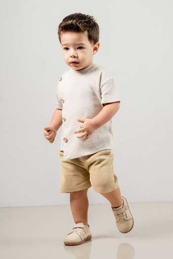 bombe Baby Kids Girls Boys Khaki-Gray Bottom Top Double Set
