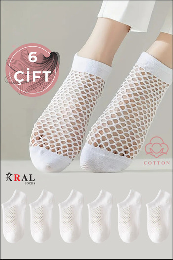 KRAL SOCKS Дамски ботуши (6 чифта) Четвърт чорап, мрежест модел, комплект памучни чорапи, които не изпотяват
