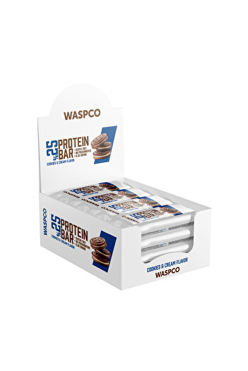 Waspco Bitter Çikolata Kaplı Bisküvi Aromalı Protein Bar 36g x 12 Adet