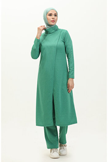 sefamerve Green Turtleneck Tracksuit Set - 3043-08