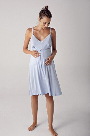 Artış Flexible Viscous Fabric Women's Maternity Nightgown - Strappy 13127