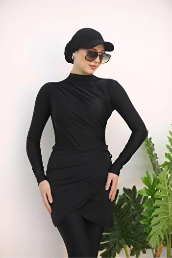 NS Tasarım Tesettür Mayo WITH SPRINGED SIDE SWIMSUIT SET