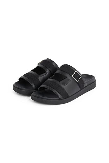 Calvin Klein Men's DOUBLE STRAP W/ BUCKLE LOGO Sandals