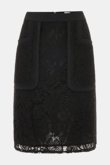 W Collection SİYAH MİNİ DANTELLİ FERMUARLI ETEK