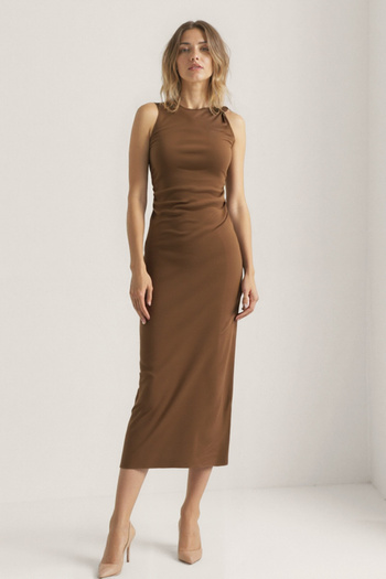 Vitrin Knitted Dress with Knot Detail on the Shoulder