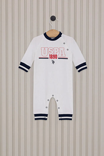 U.S. Polo Assn. Baby Boy White Jumpsuit