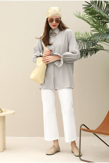 HEQA Modal Shirt with Sleeves Light Gray