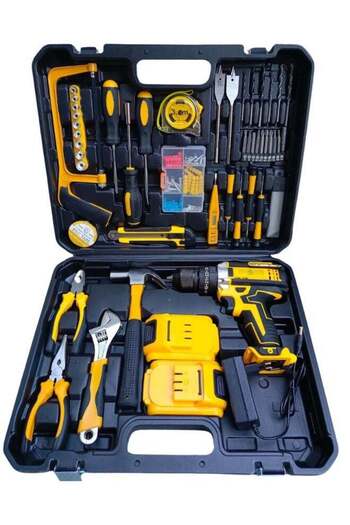 Denx CORDLESS DRILL SET Professional Household Home Tool Kit Set with DIY Hand Tool Kits for Garden