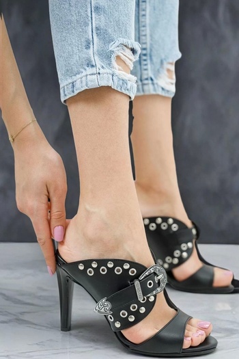 PayBuy Women's Elegant Shoes Buckle Thin Heeled Slippers Special Design Evening Dress Shoes