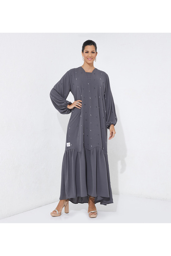 Rosette Abaya Gray Dress Abaya