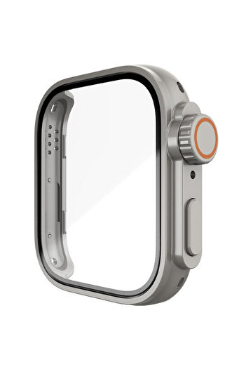 REDz Accessories Case with Screen Protector, Glass for Huawei Watch Fit 3, Ultra Watch Look, Titanium Gray