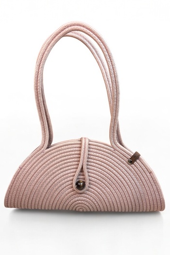 MaVaux Mia Natural Wooden Beaded Straw Look Shoulder Bag