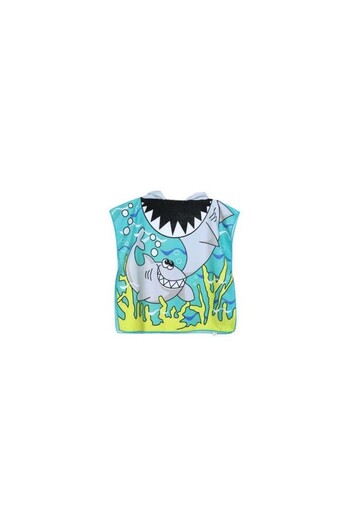 ECARLA Bath and beach towel, cape type robe with hood, shark pattern for children, PEL01WZ3