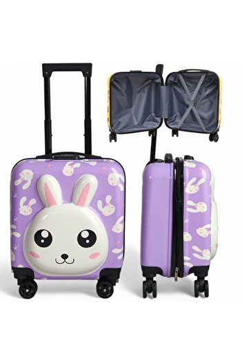 ECARLA Purple trolley, suitcase type, children's, for luggage, bunny pattern, code lock function, WP01