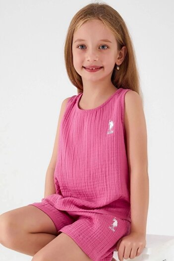 U.S. Polo Assn. Base. Polo Assn Light Purple Reflection Detail Fuchsia Girls' Shorts Set