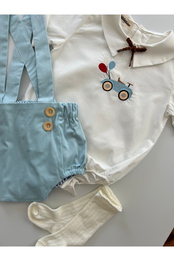 il mio bambino Vintage car romper takım
