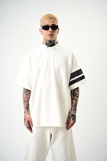 Respire Ανδρικό μπλουζάκι 84 Zone Printed Oversize Ecru