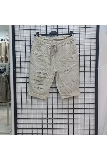Butik Şans Sequin Sequin Detailed Pocketed Italian Shorts with Flexible Structure