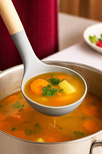 Home Silicone Ladle with Bamboo Handle - Serving Ladle