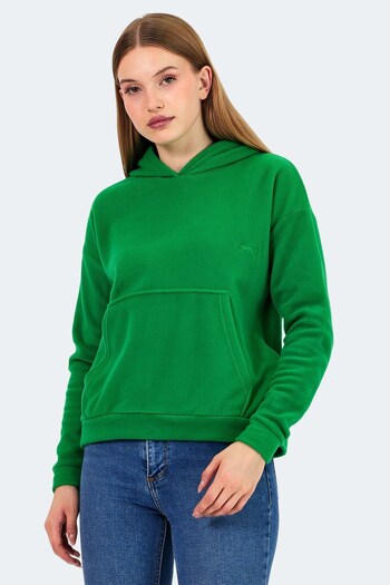 Slazenger Casual Fleece Hooded Women's Sweatshirt Green