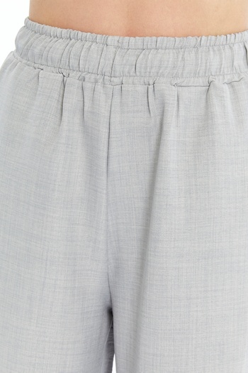 GENIUS STORE Kadın Pantolon Keten Karışımlı Belİ Lastikli Kırışmaz Kumaş Pantolon KETEN-PANTOLON